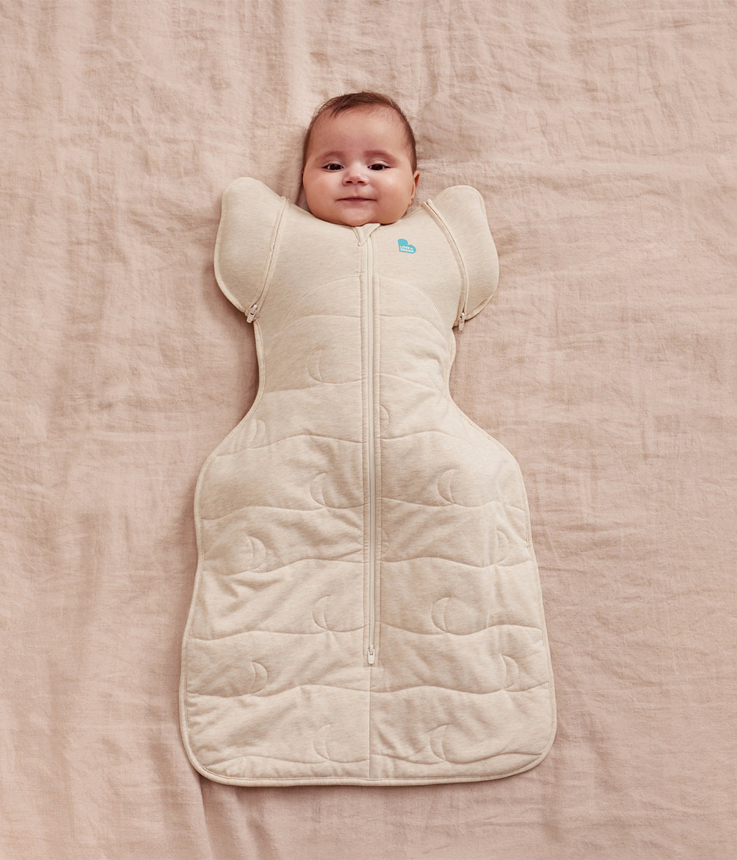 Love to Dream 2-in-1 Transition Bag 3.5 TOG Quilted Cotton Oatmeal — full swaddle view