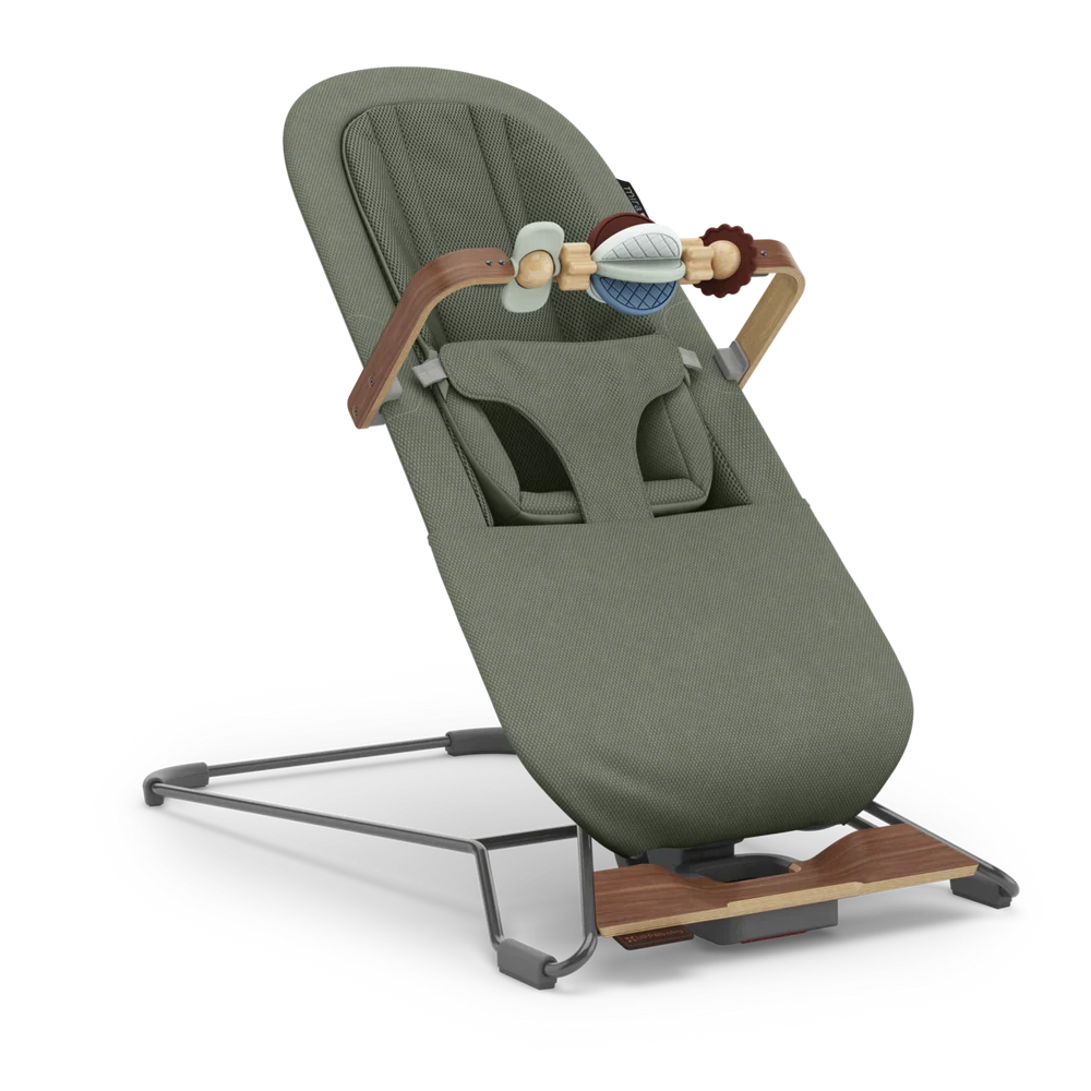 UPPAbaby Mira V2 3-in-1 Bouncer in Maddie green soft knit and walnut