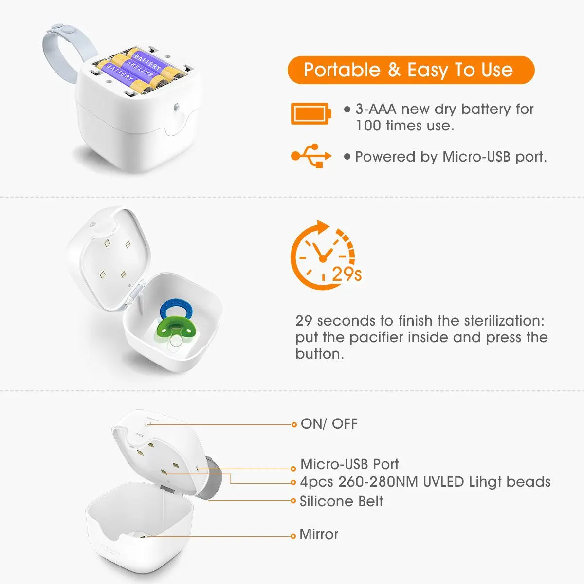 59S Mini Sterilizer box S6 for baby pacifier - White-Feeding - Sterilisers-59s | Baby Little Planet