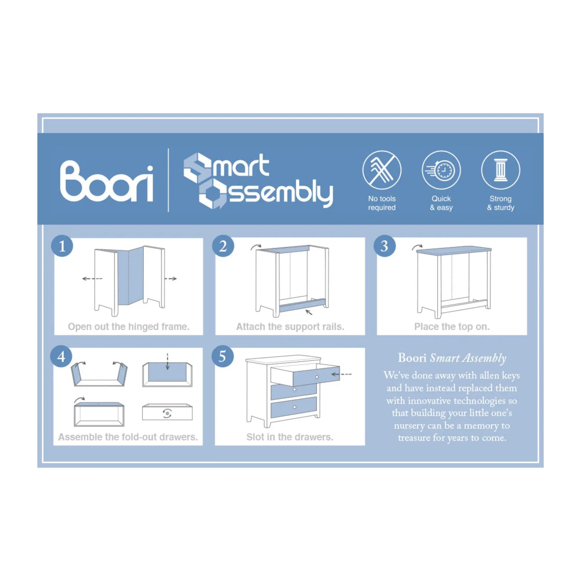 Boori Linear 3 Drawer Chest Smart Assembly-Nursery Furniture - Drawers-Baby Little Planet