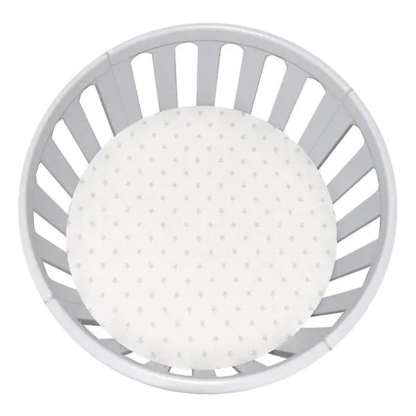 Little Turtle Baby Fitted Bassinet Sheet (Circle Jersey) White with Black Dot-Bedtime - Cot Sheets-Little Turtle Baby | Baby Little Planet