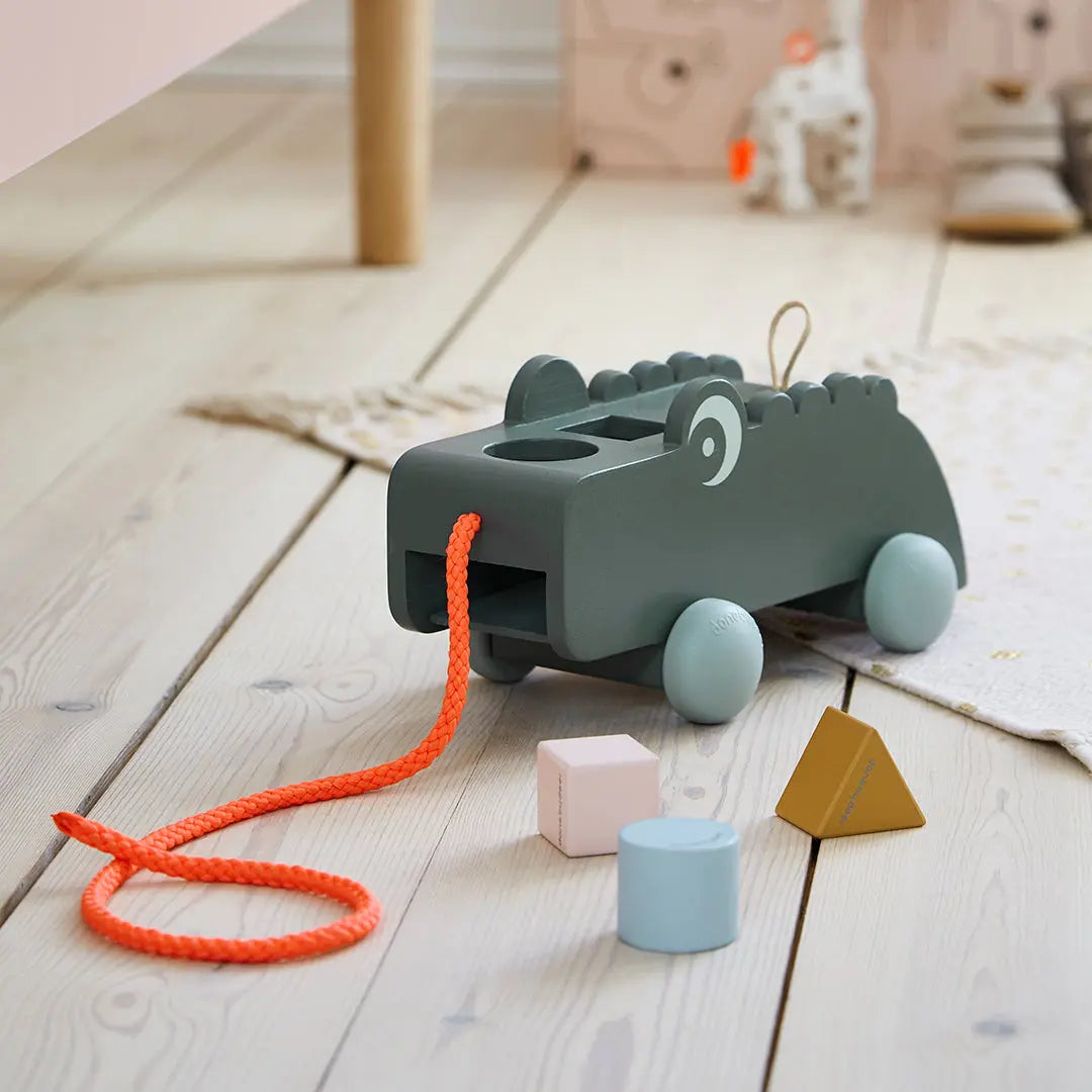 Done by Deer Pull along sorting box Croco Green