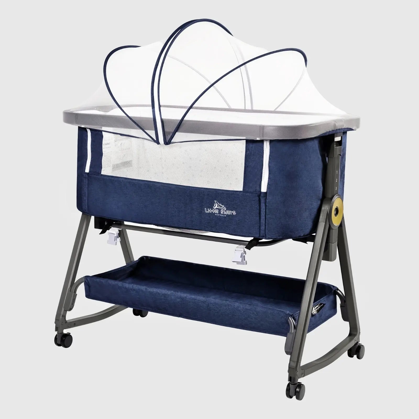 Little Riders Baby Bassinette with Mattress, Rocking Crib Co-sleeping cradle with Mosquito net