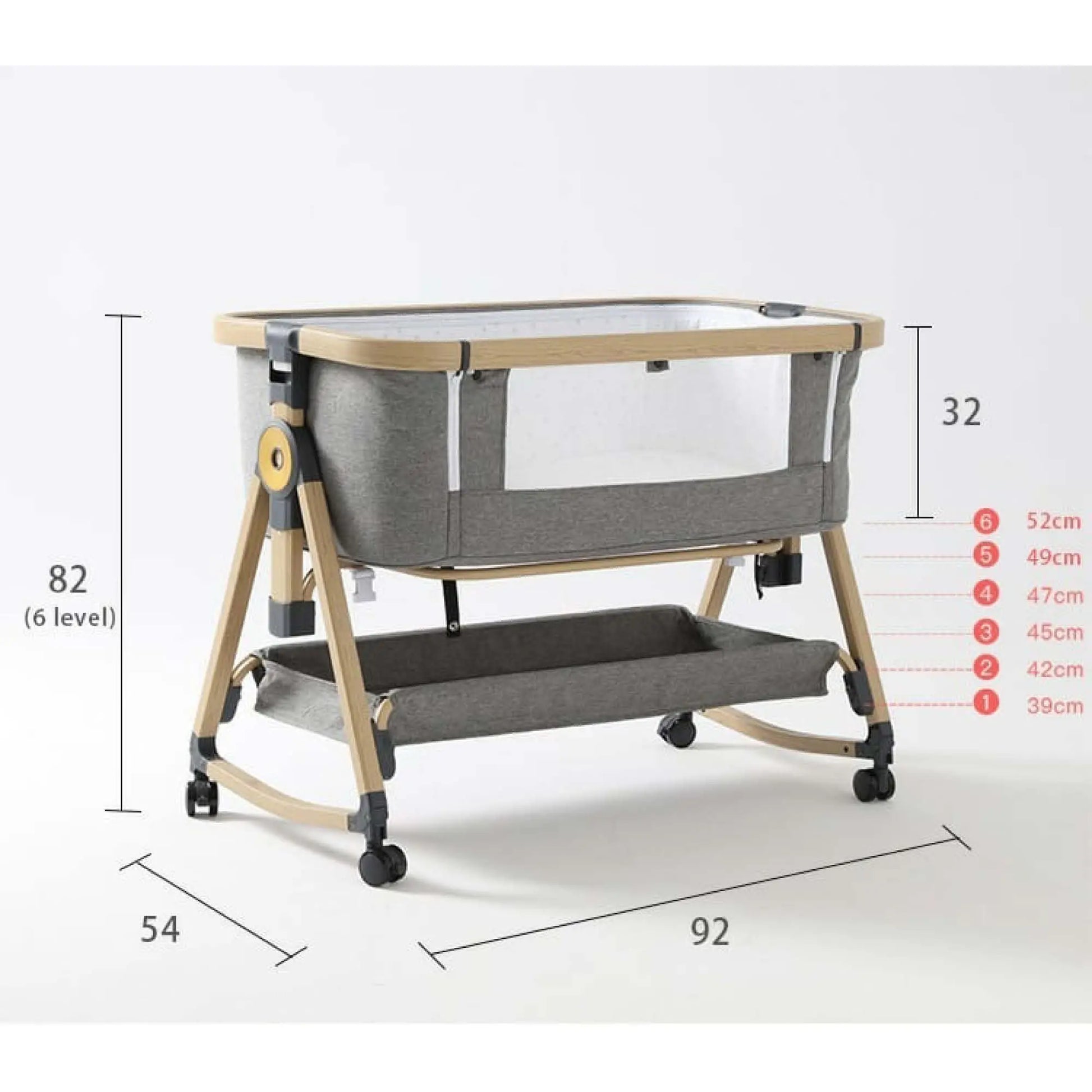 Little Riders Baby Bassinette with Mattress, Rocking Crib Co-sleeping cradle with Mosquito net