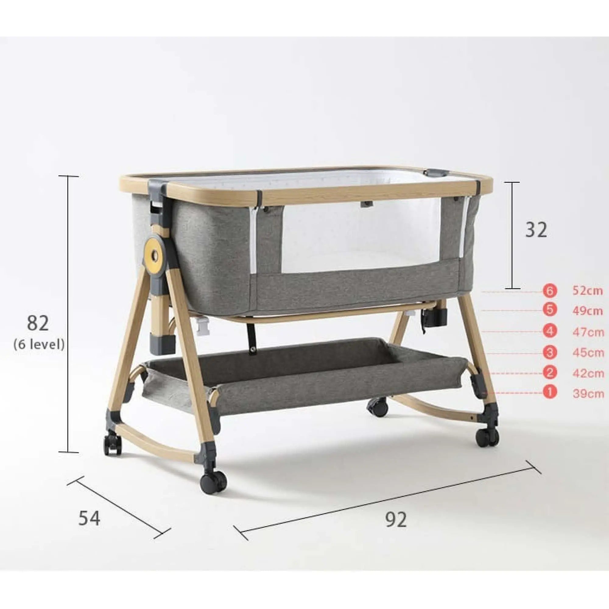 Little Riders Baby Bassinette with Mattress, Rocking Crib Co-sleeping cradle with Mosquito net