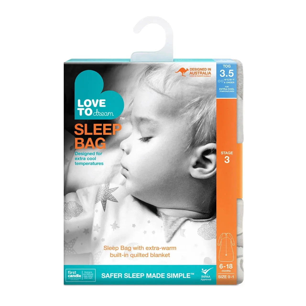 Love to Dream Sleep Bag - 3.5 Tog - South Pole Grey  