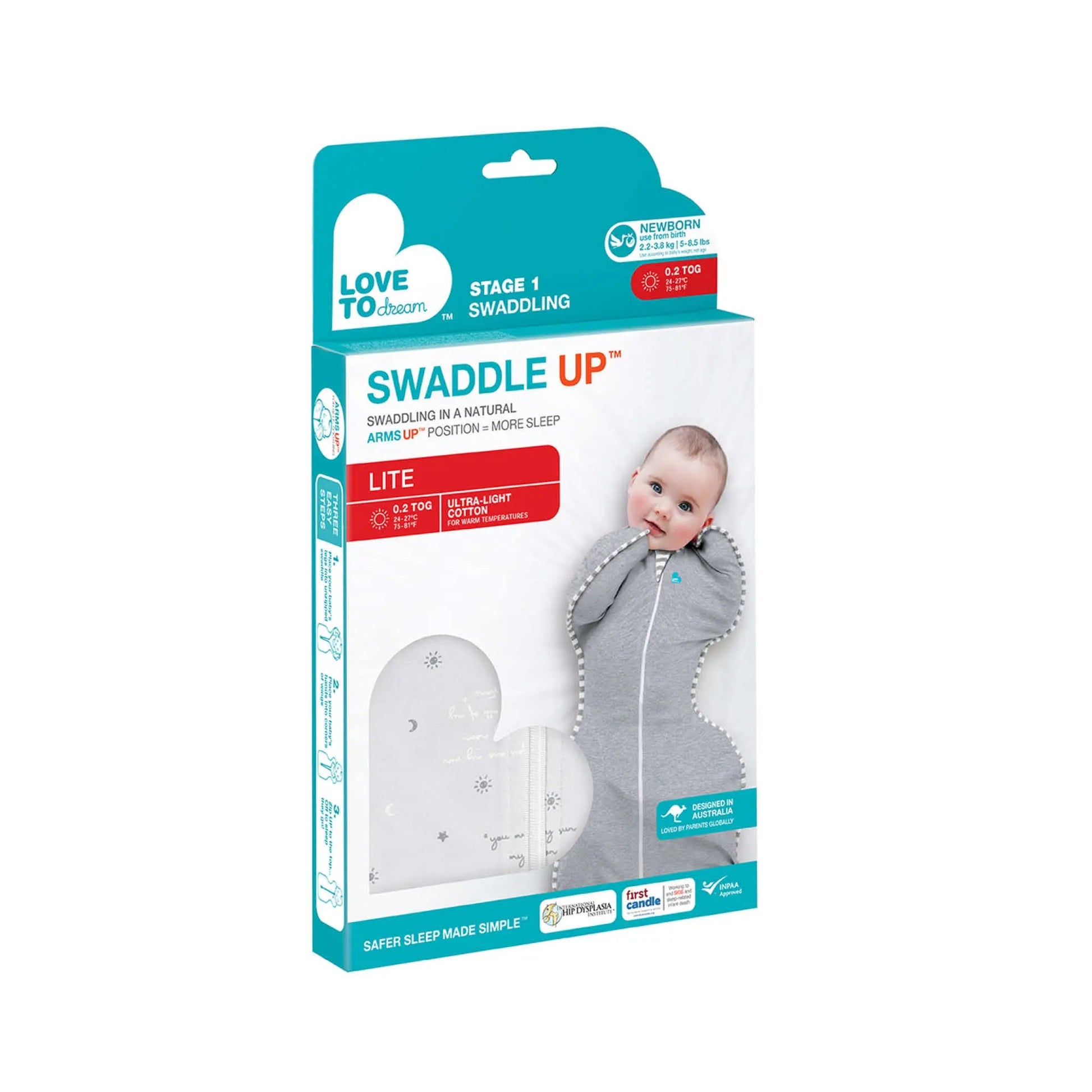 Love to Dream Swaddle Up Lite 0.2 Tog - You Are My Grey  
