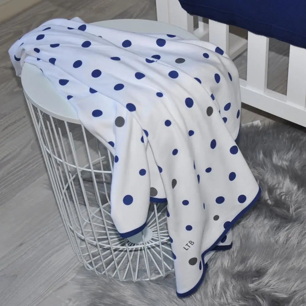 Stretch Cotton Jersey Wrap - Navy and Grey spots-Bedtime - Swaddles and Wraps-Little Turtle Baby | Baby Little Planet
