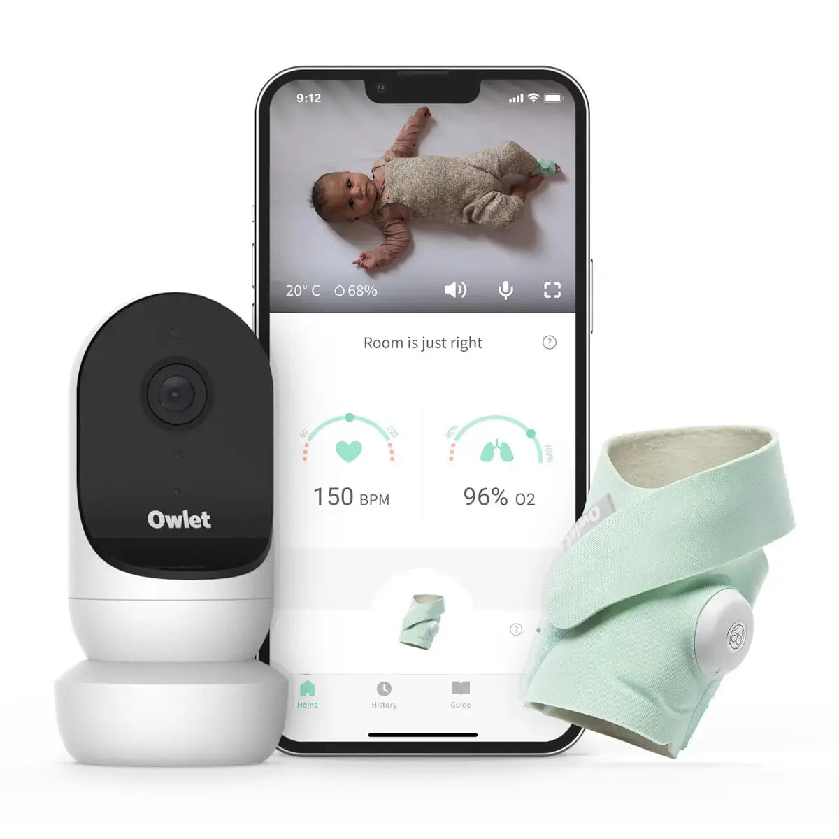 Owlet Monitor Duo 2 Smart Sock 3 + Cam 2 HD Video Camera