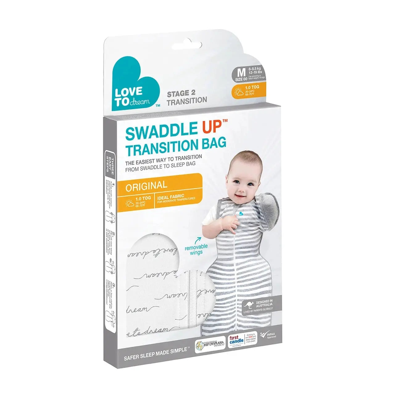 Love to Dream Swaddle Up Transition Bag Original 1.0 Tog - White Dreamer  