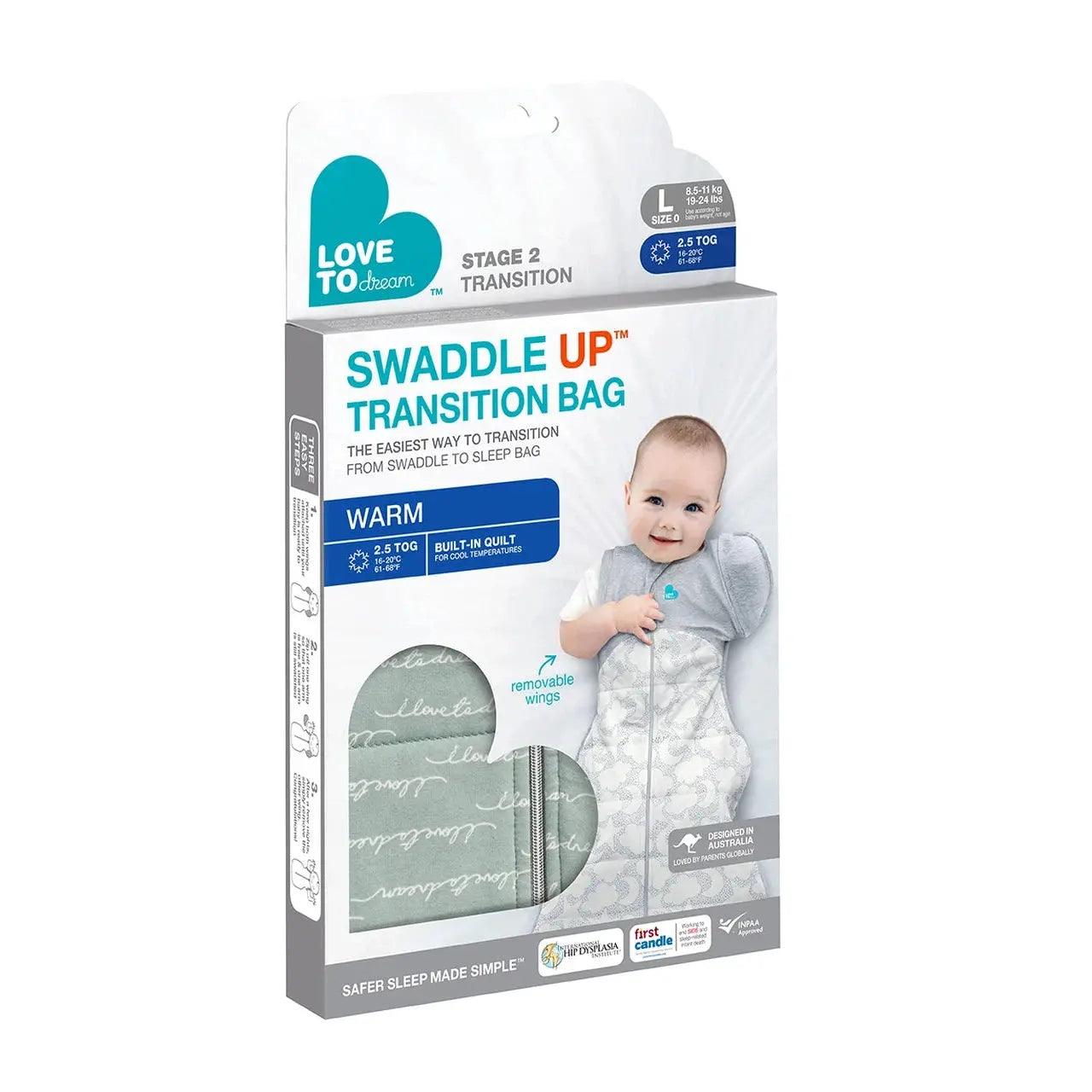 Love to Dream Swaddle Up Transition Bag Warm 2.5 Tog - Dreamer Olive  