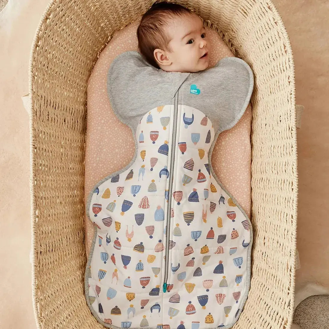 Love to Dream Swaddle Up Warm 2.5 Tog Happy Hats Print White - Designer Collection  