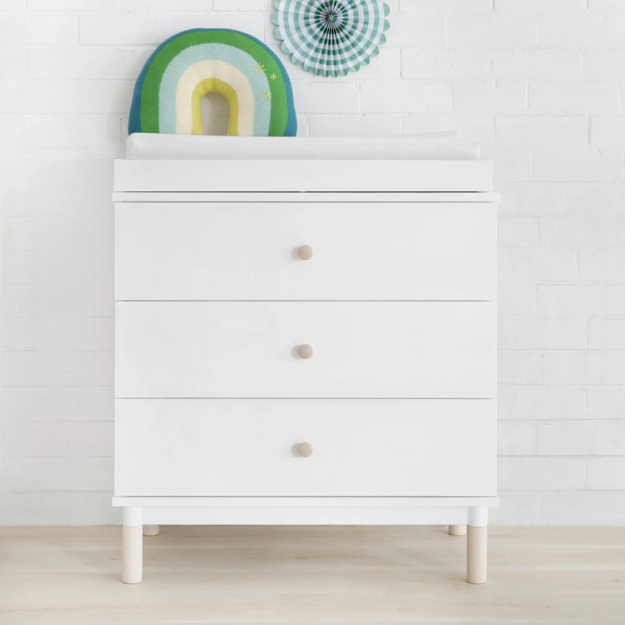 Babyletto Gelato Changer-Dresser White & Washed Natural Feet-Nursery Furniture - Drawers-Babyletto | Baby Little Planet