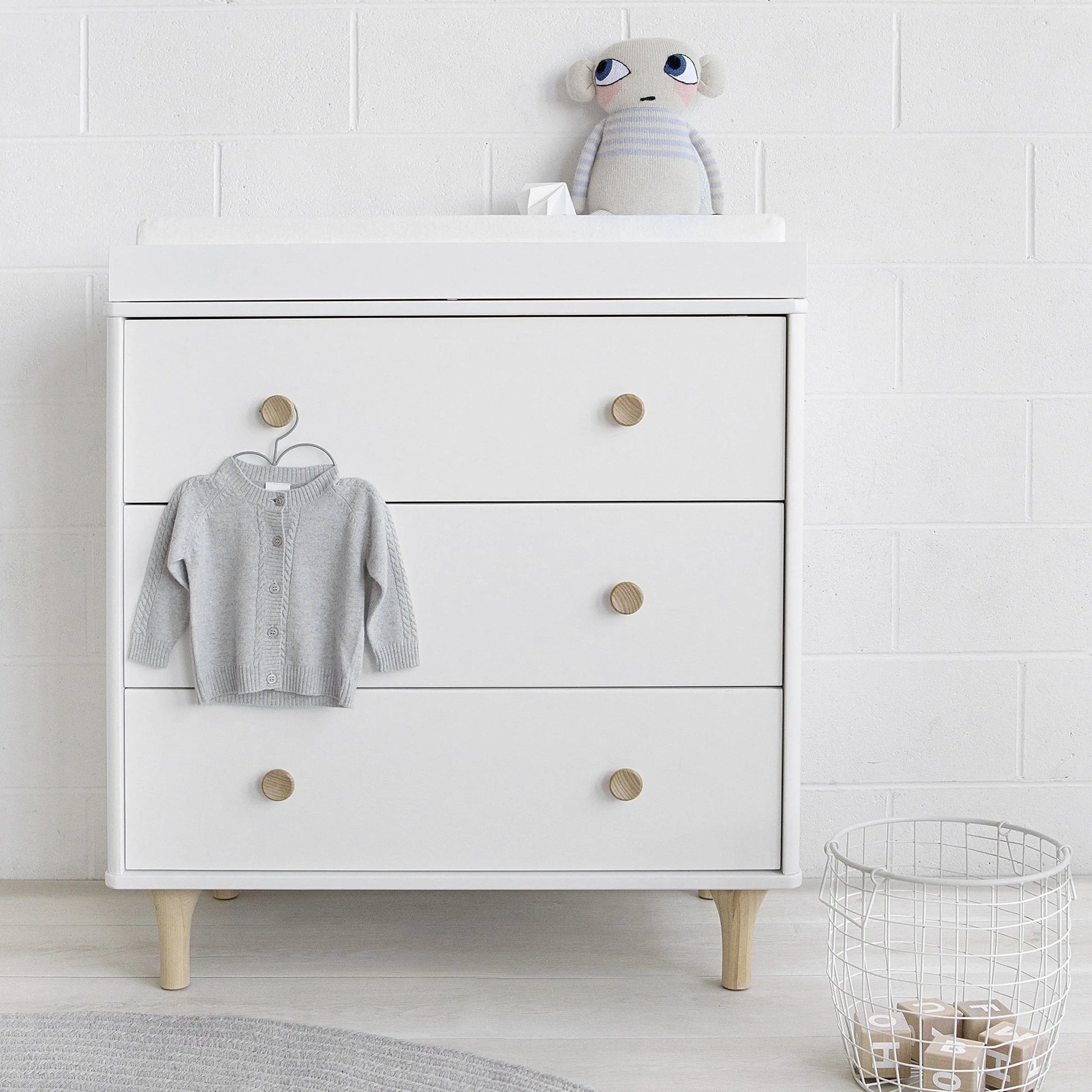 Babyletto Lolly Changer-Dresser White / Natural-Nursery Furniture - Drawers-Babyletto | Baby Little Planet