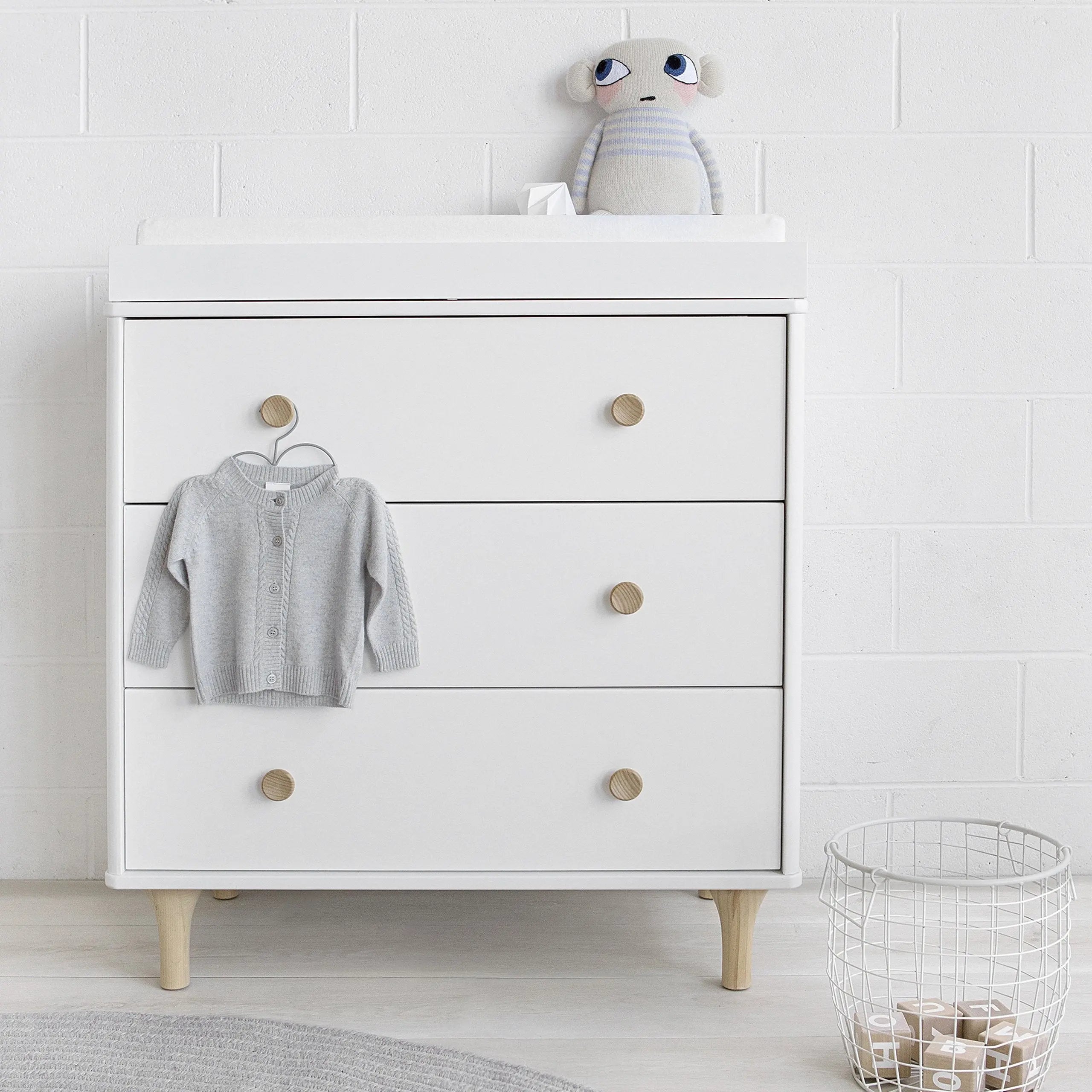 Babyletto Lolly Changer-Dresser White / Natural-Nursery Furniture - Drawers-Babyletto | Baby Little Planet