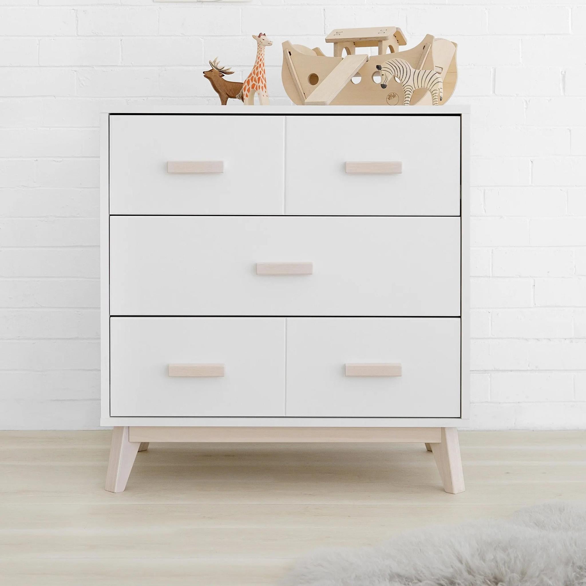 Babyletto Scoot Changer-Dresser White/ Washed Natural-Nursery Furniture - Drawers-Babyletto | Baby Little Planet