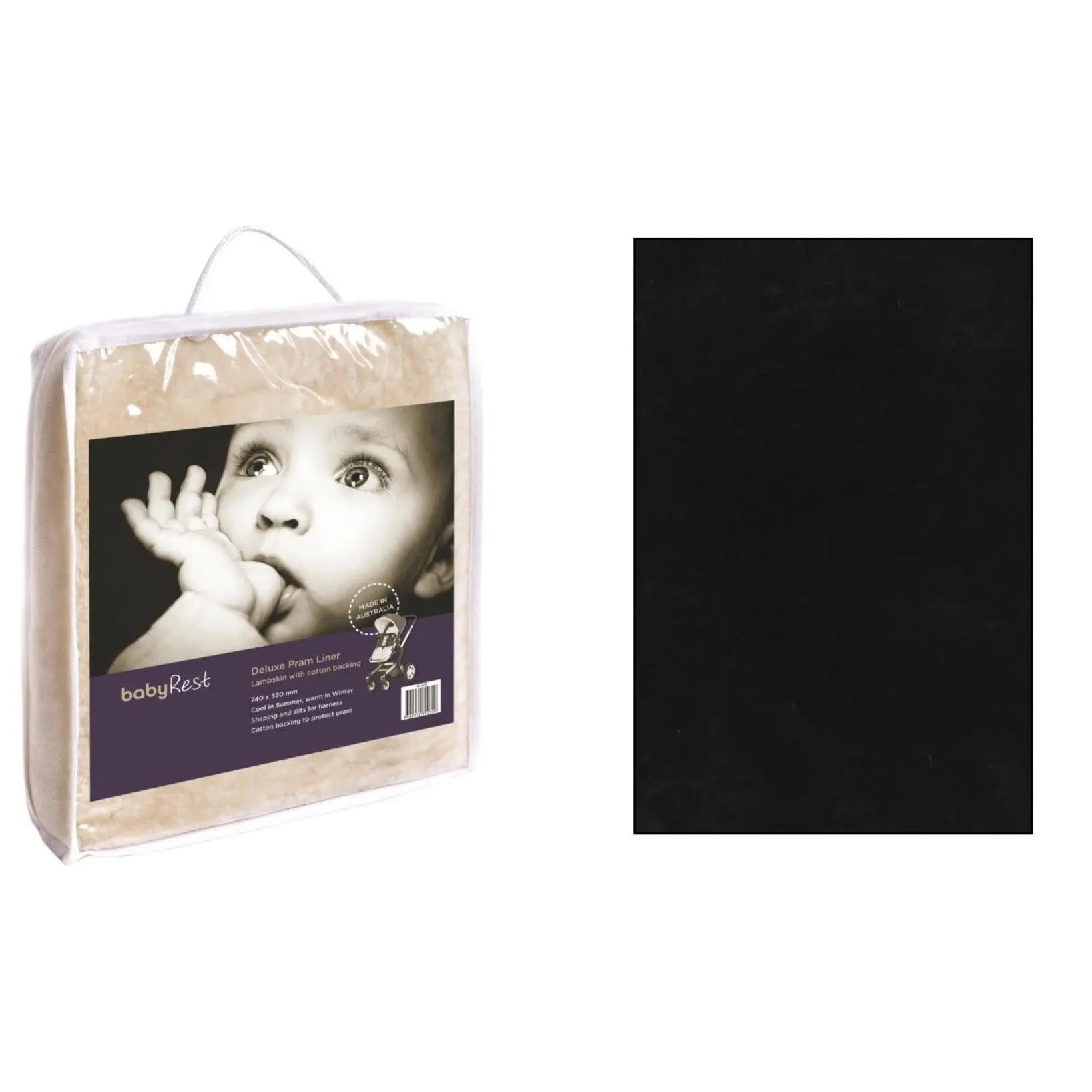 Baby Comfort Deluxe Lambskin Pram Liner - Black-Prams Strollers - Liners-Baby Rest | Baby Little Planet