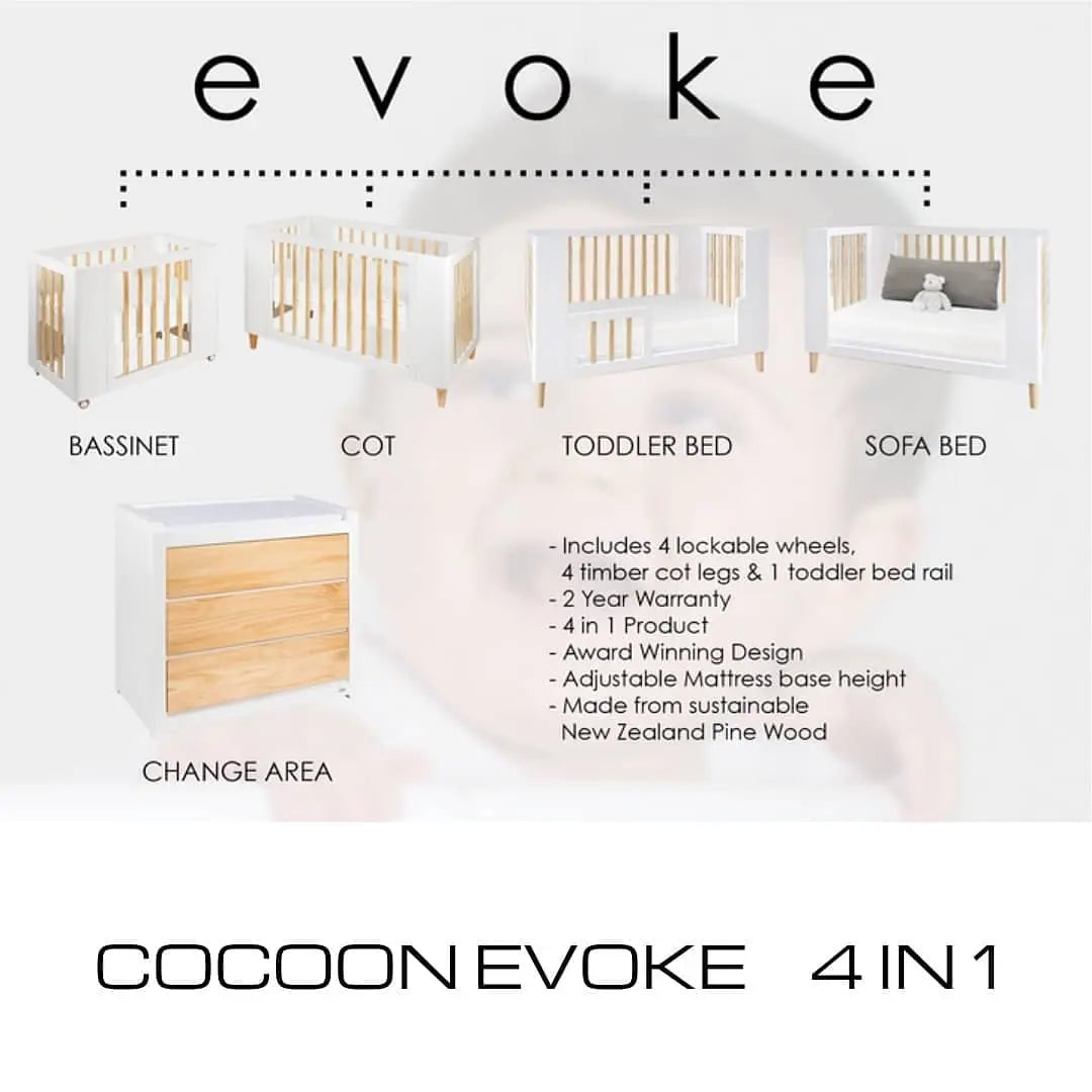 Cocoon Evoke 4 in 1 Cot + Mattress  