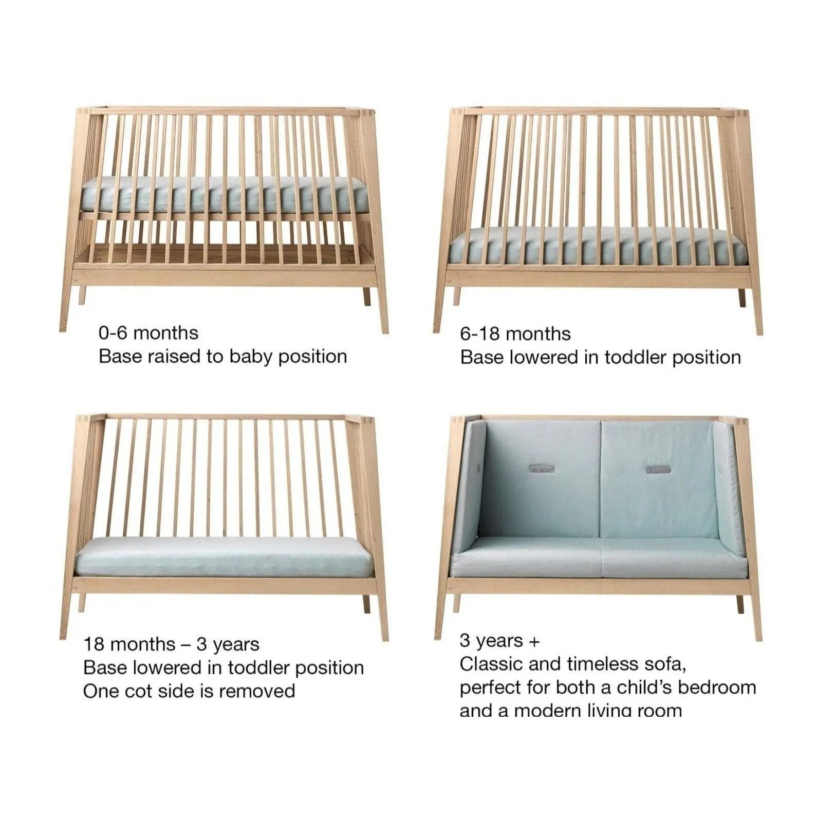 Leander Linea Cot Natural (Ship by Late Aug)-Nursery Furniture - Cots-Leander | Baby Little Planet