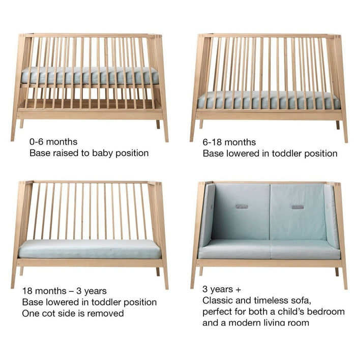 Leander Linea Cot Natural (Ship by Late Aug)-Nursery Furniture - Cots-Leander | Baby Little Planet