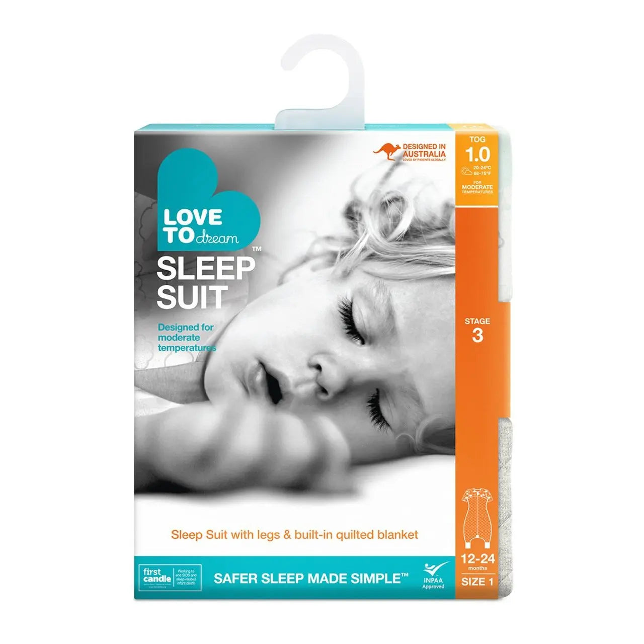 Love to Dream Sleep Suit 1 Tog - White-Bedtime - Sleep Suit-Love to Dream | Baby Little Planet