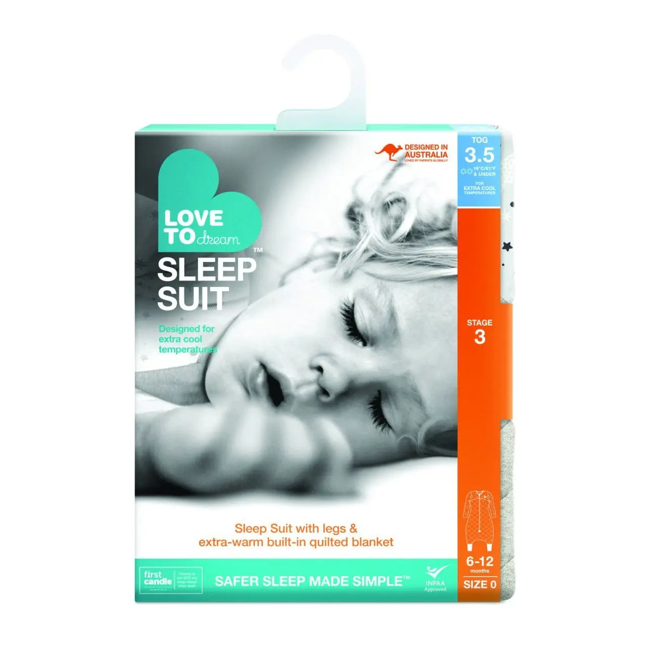 Love to Dream Sleep Suit 3.5 Tog - Grey-Bedtime - Sleep Suit-Love to Dream | Baby Little Planet