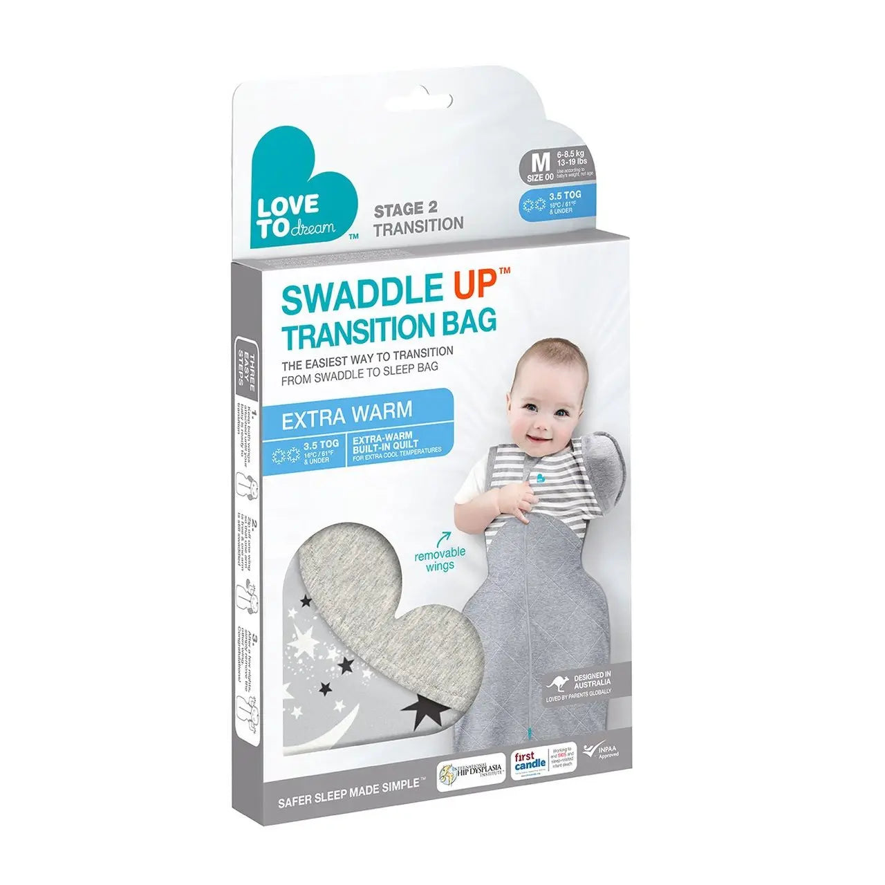 Love to Dream Swaddle Up Transition Bag Extra Warm 3.5 Tog - Grey-Bedtime - Swaddles and Wraps-Love to Dream | Baby Little Planet
