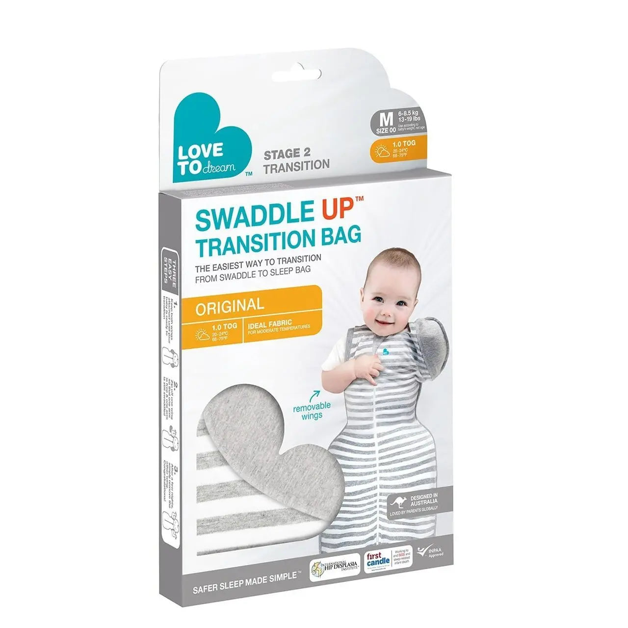 Love to Dream Swaddle Up Transition Bag Original 1 Tog - Grey-Bedtime - Swaddles and Wraps-Love to Dream | Baby Little Planet